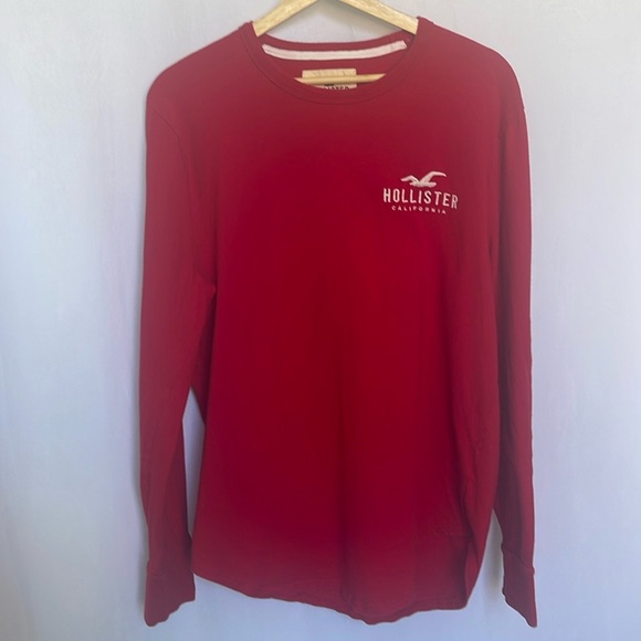 Hollister Long Sleeve Crewneck T-Shirt Size L Y2K Embroidery at Chest & Arm EUC - Picture 1 of 7